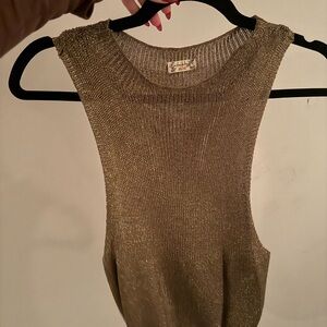 Free People Gold Knit Tank Top